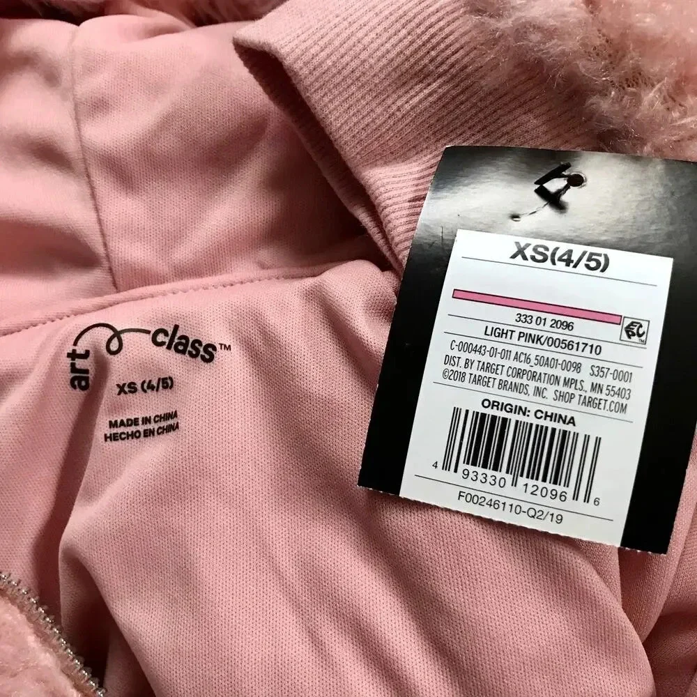 Art Class NWT Faux Fur Half Zip Pullover Lightweight Jacket Girls XS (4/5)